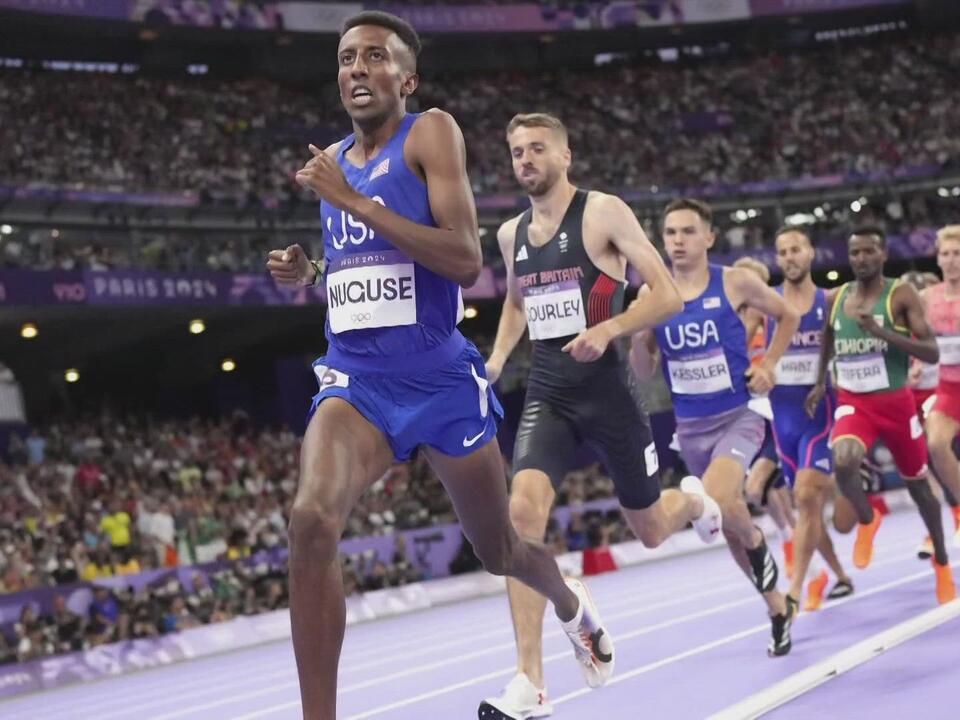 When does Yared Nuguse run the 1500m final at the Paris Olympics?