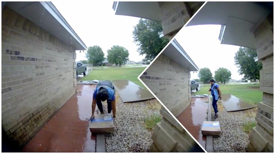 Delivery Driver Caught on Camera Leaving Package in the Rain Despite ...