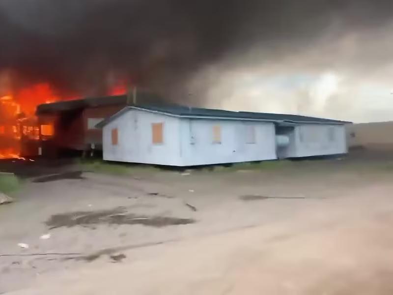 Video shows fiery devastation of Stebbins community school