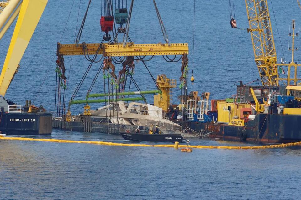 Moment tragic Bayesian yacht wreck is raised from depths after ...