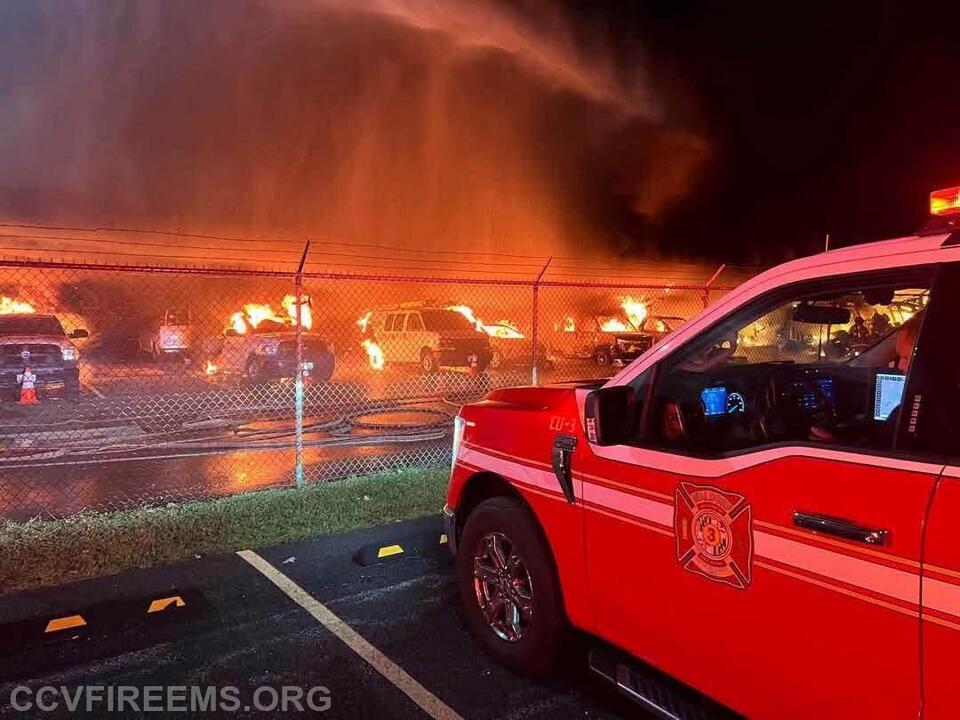 🚨 Two-alarm fire in Waldorf destroys 27 vehicles, no injuries - NewsBreak