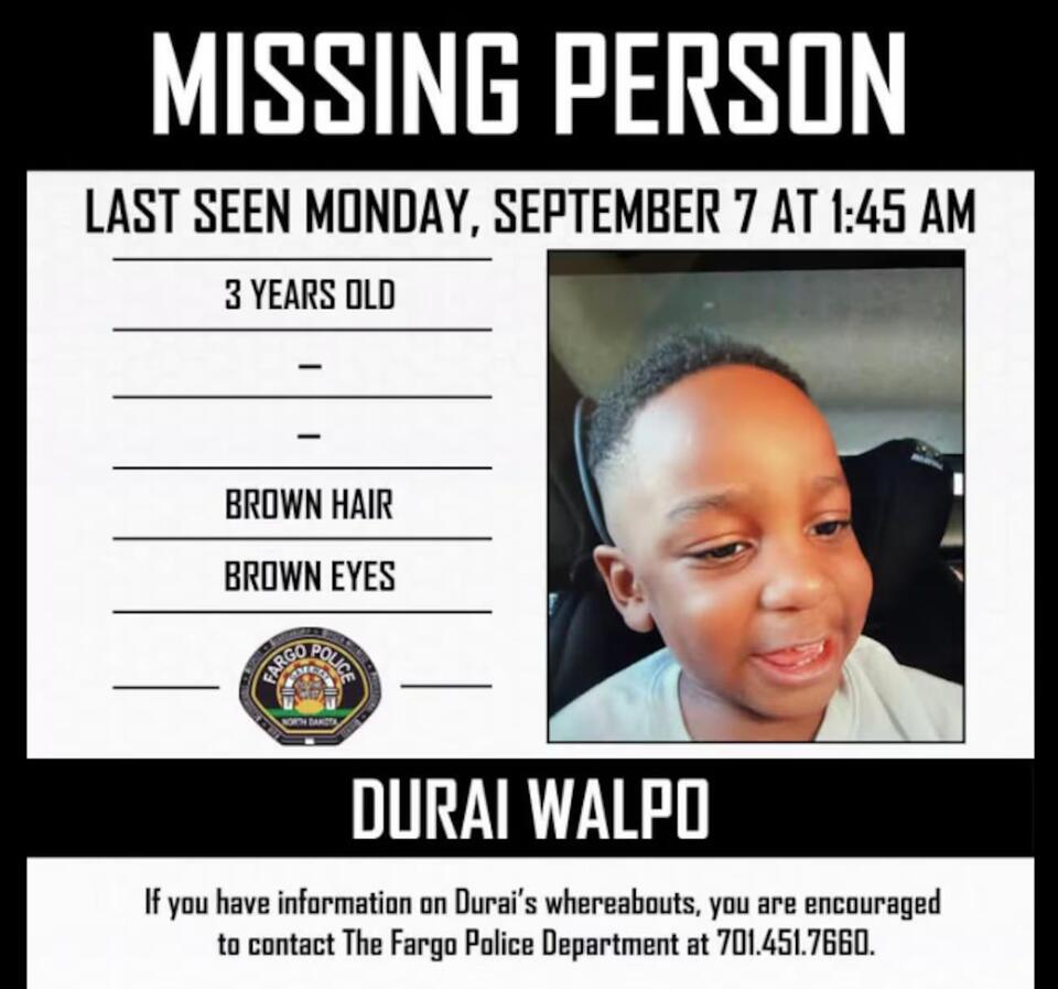 Fargo Police Safely Locate missing 3-year-old boy
