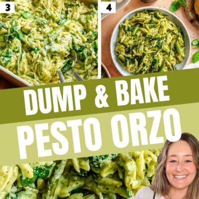 Creamy Pesto Orzo (Vegetarian Dump & Bake)