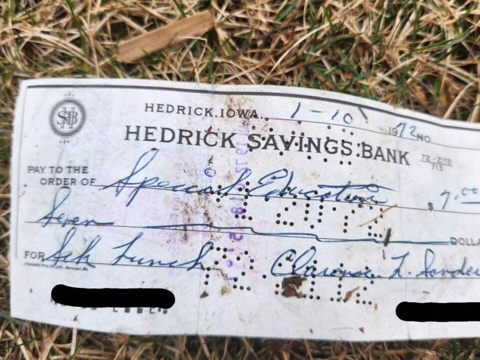 Items from home hit by tornado travels 90 miles from Hedrick to Cedar Rapids