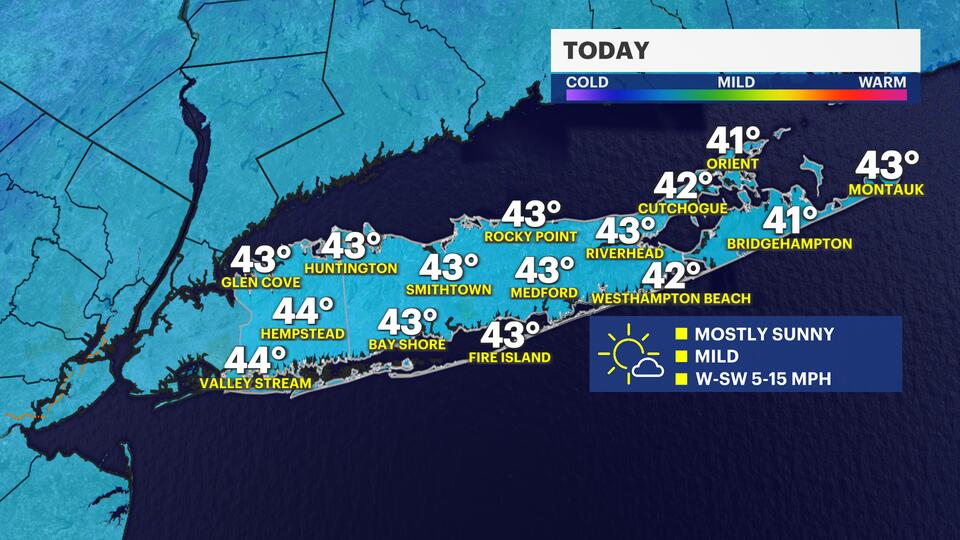 Sunny with highs in the 40s today; colder temps move in Tuesday - NewsBreak