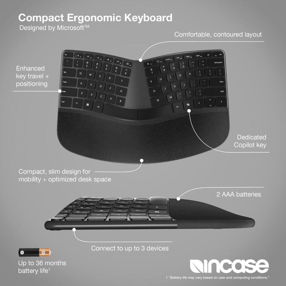 CES 2025 Incase new compact ergonomic keyboard featuring Microsoft