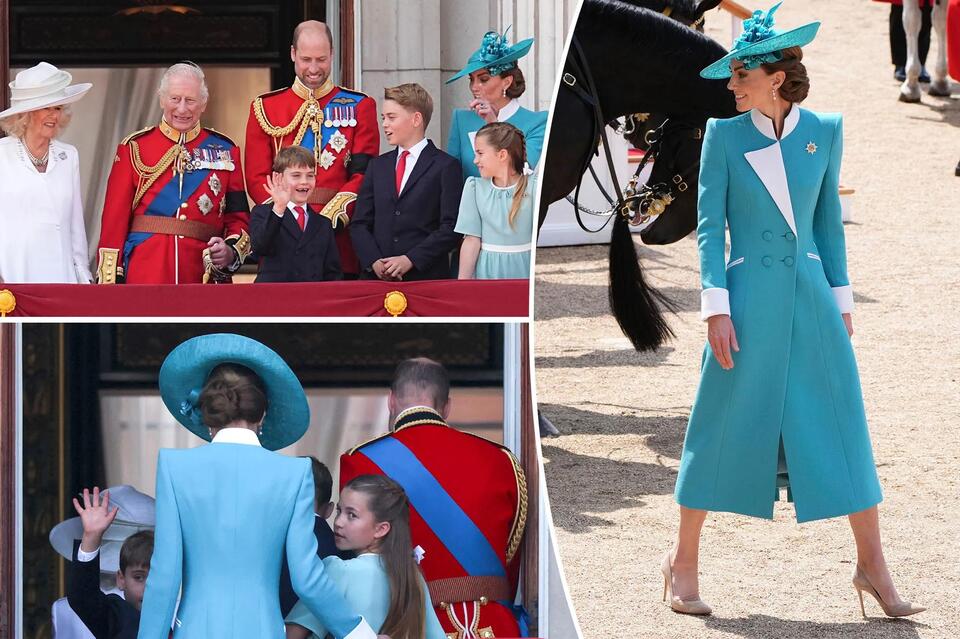 Princess Kate stuns in sky blue as she appears at Trooping the Colour with  William, Charles and kids - NewsBreak
