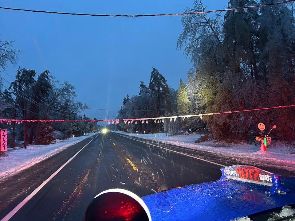 Trees, powerlines block roadways amid ice storm in Northern Michigan ...