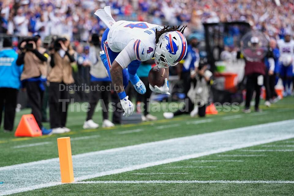 James Cook scores 2 TDs, rushes for career-high 216 yards as Bills rout ...