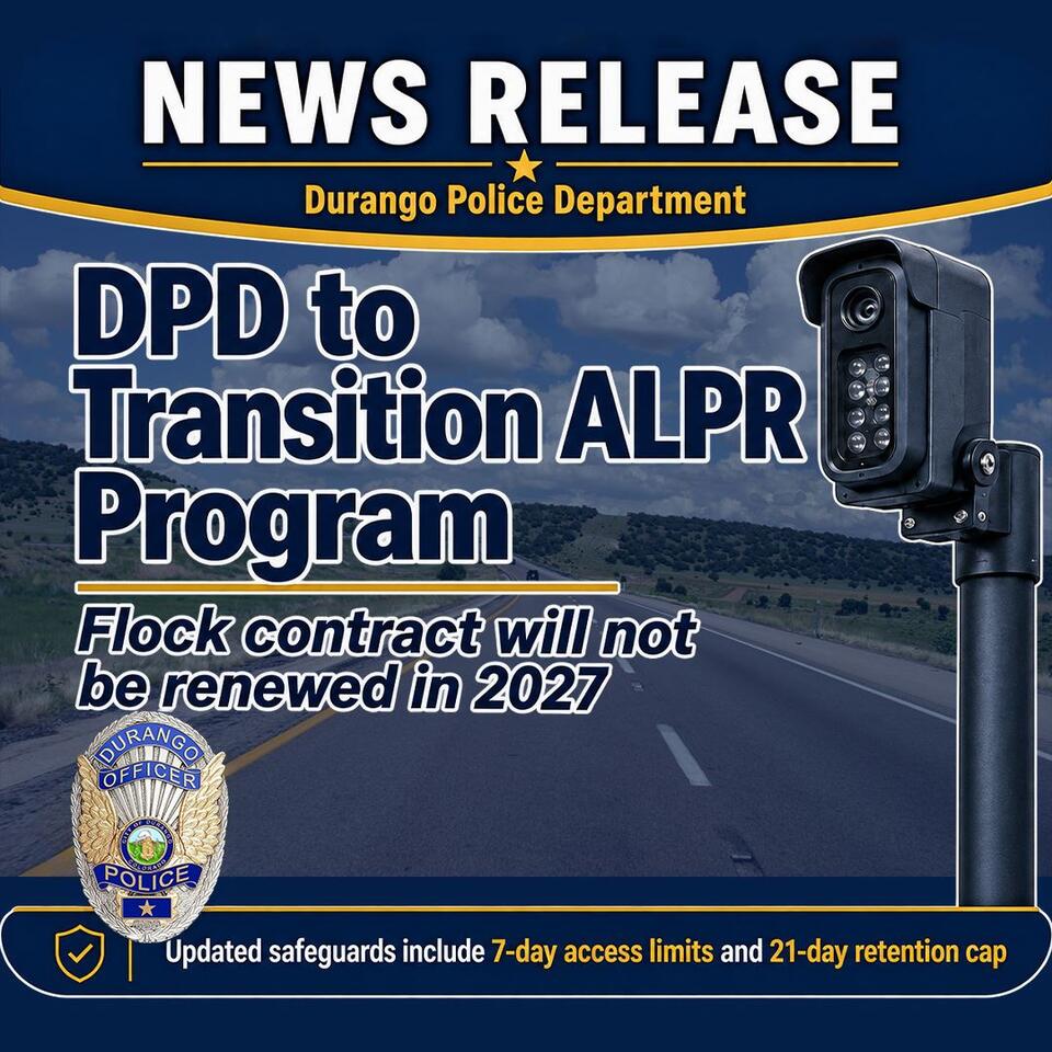 ⚠️ Durango Police tighten rules on license plate reader data - NewsBreak