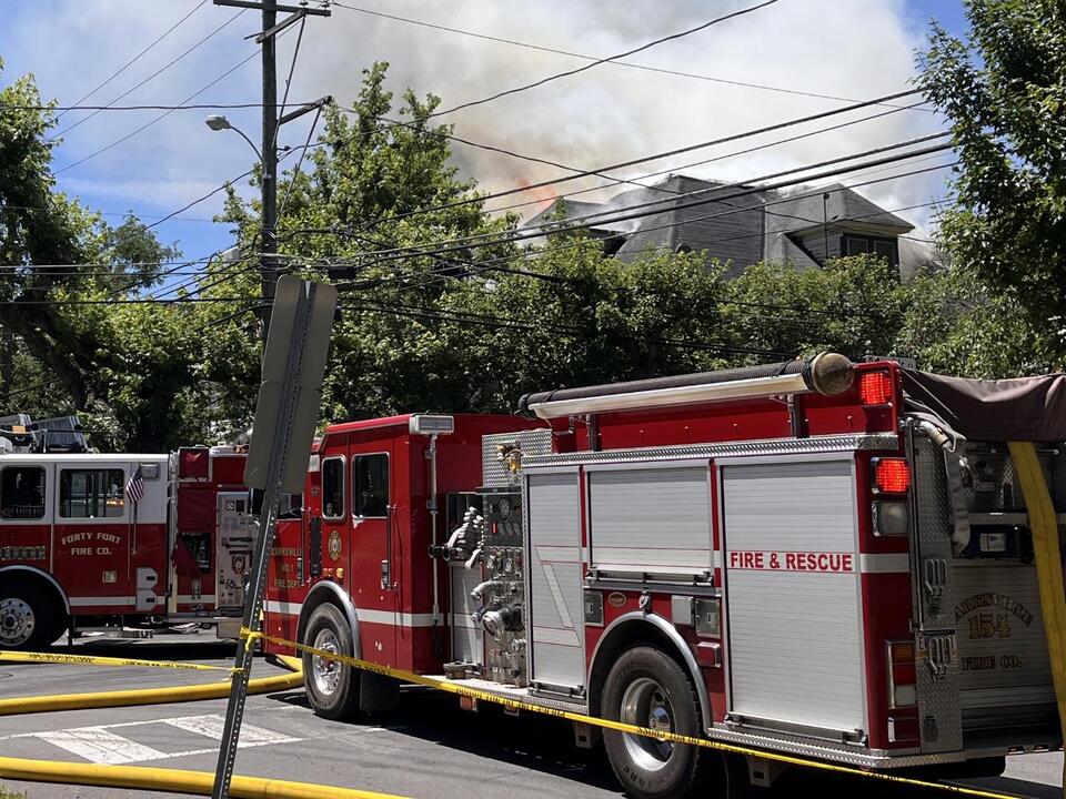 Crews battle flames in Luzerne County