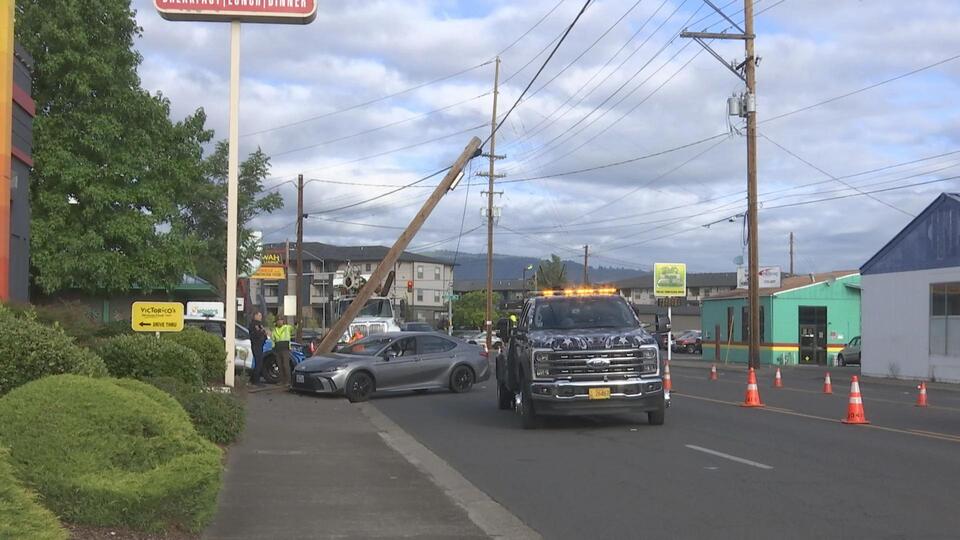 McAndrews road reopened after vehicle crashed into utility pole in Medford