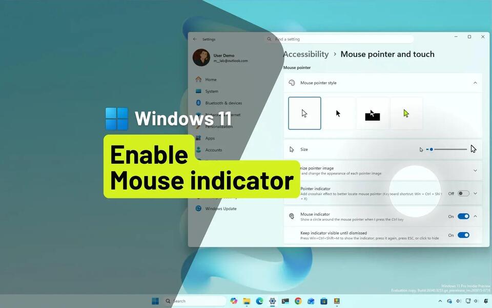 How to enable modern Mouse indicator feature on Windows 11