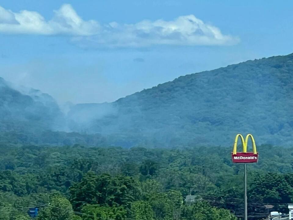 Crews monitor brush fire on mountain near Wind Gap; officials look into whether it was