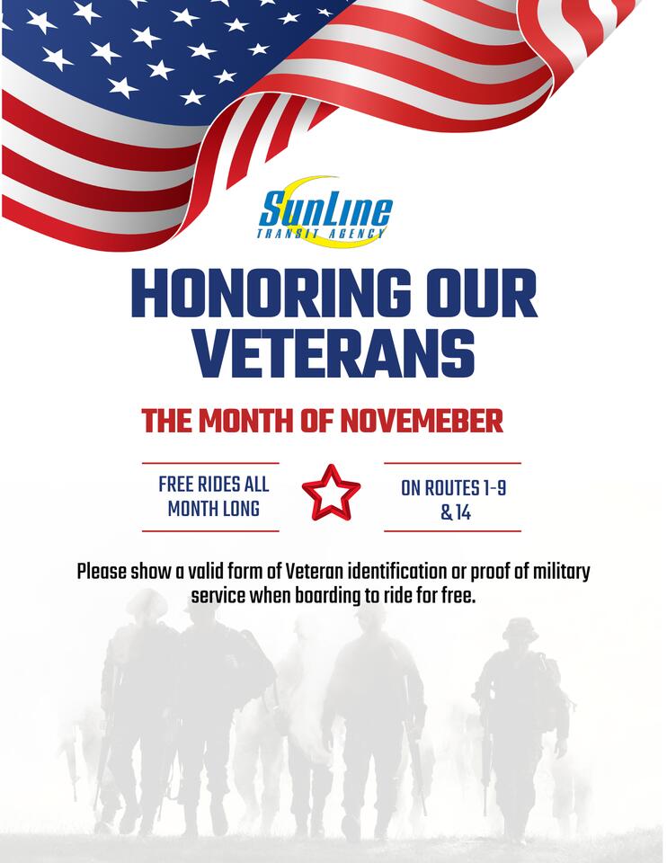 Veterans ride free on SunLine buses in November - NewsBreak