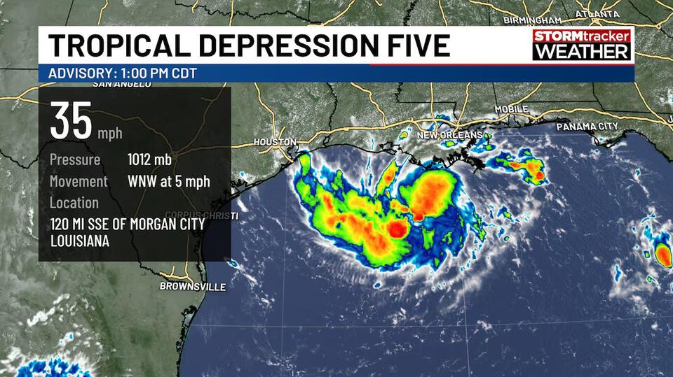 Hot and humid week ahead with daily storms; Tropical Depression Five moves west