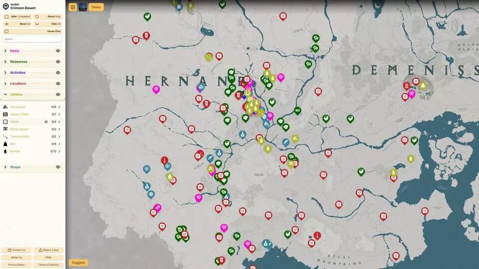 Crimson Desert interactive map via Shackmaps - NewsBreak