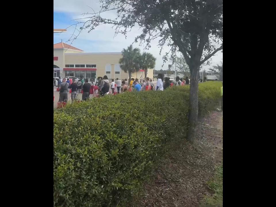 People Wait in Line For Gas after Hurricane Milton