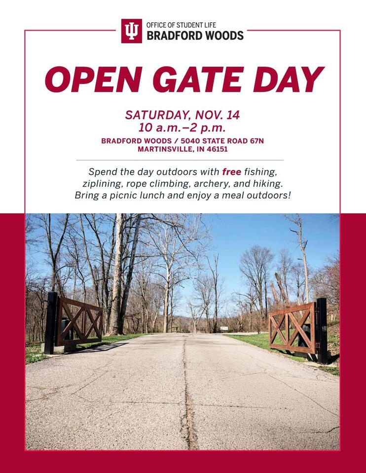 Saturday, November 14th: OPEN GATE DAY at Bradford Woods - NewsBreak