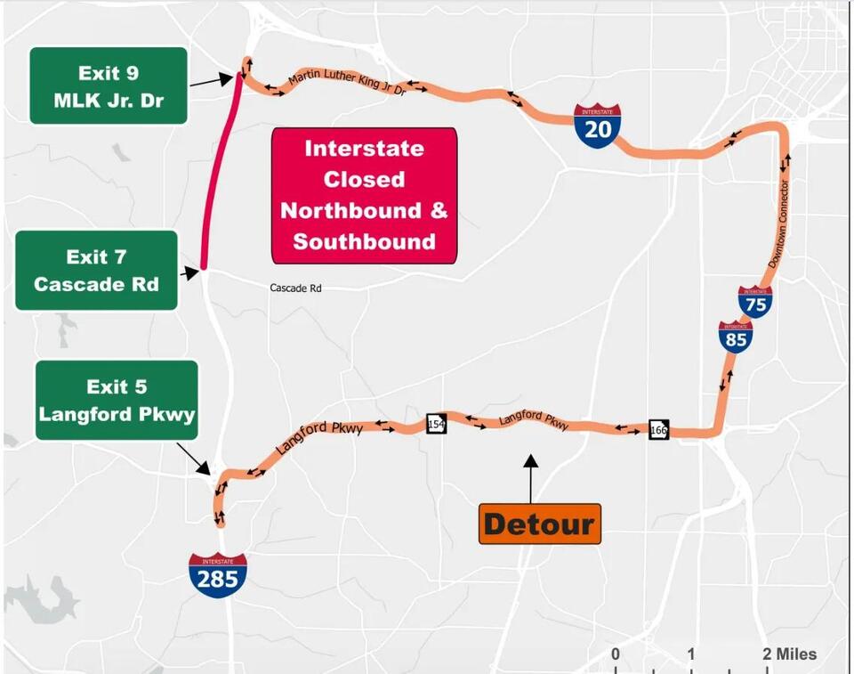 Traffic Alert: Weekend-long complete closure of west side of I-285 NB ...