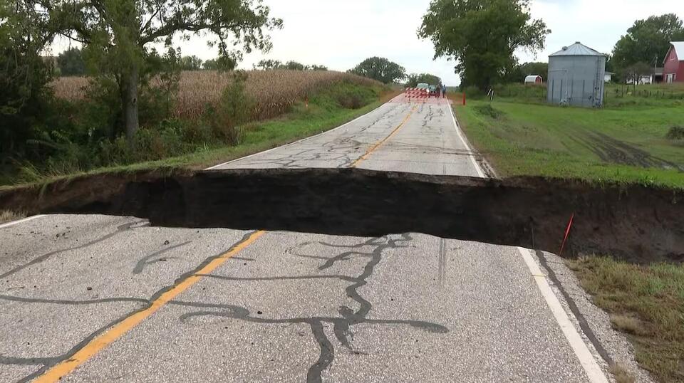 Iowa man missing after flash flooding collapses road - NewsBreak