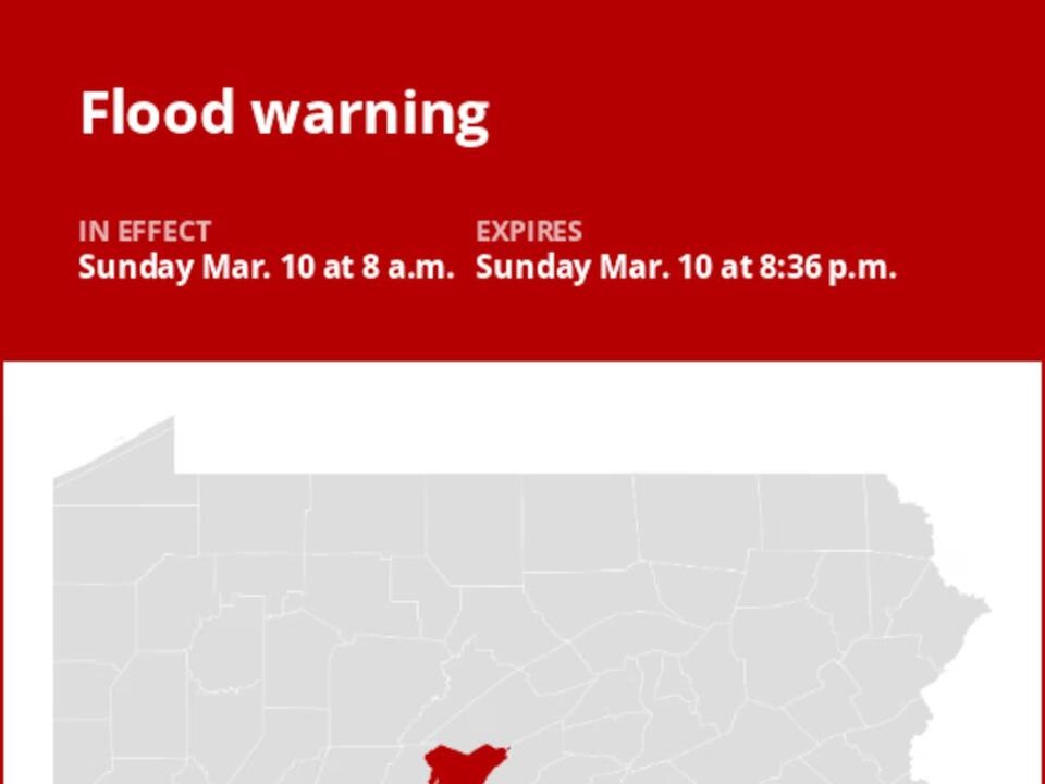 Huntingdon County under a flood warning until Sunday evening