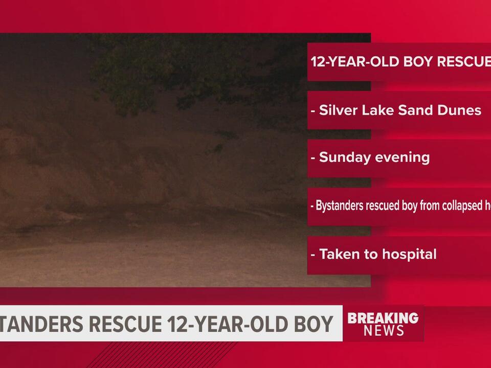 Police Boy rescued from collapsed hole in sand dune now recovering in