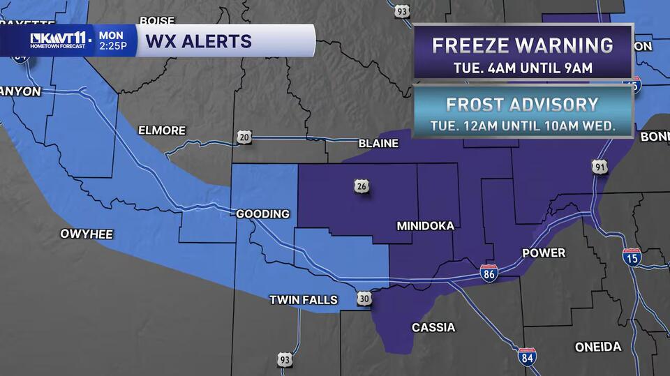 Cold weather brings a Frost Advisory and Freeze Warning across the area ...