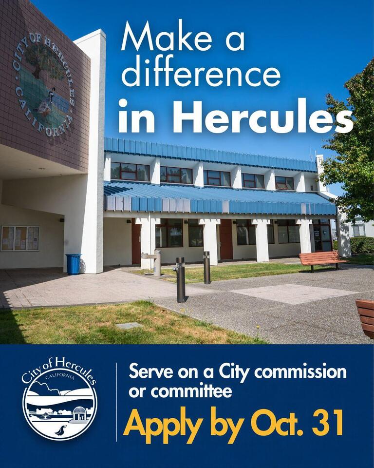 Hercules seeks members for city commissions - NewsBreak