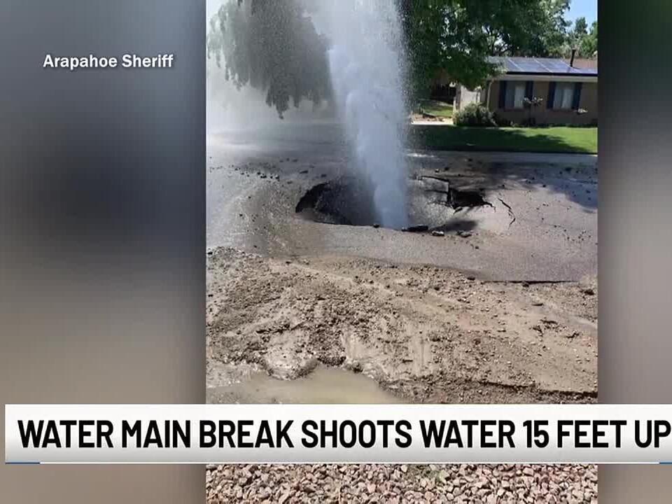 Water main break in Colorado sends water shooting 15 feet up into the air