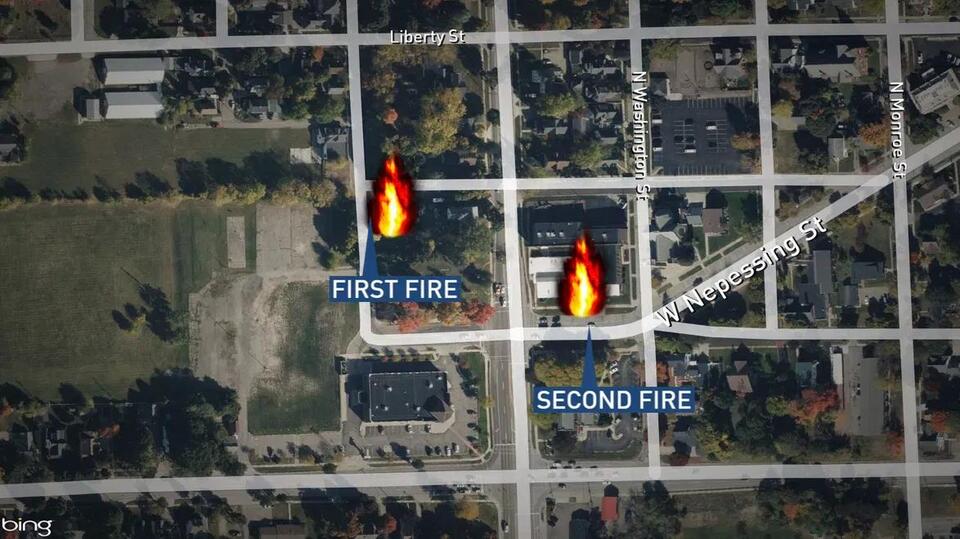 Lapeer crews battle two commercial fires that ignited minutes apart