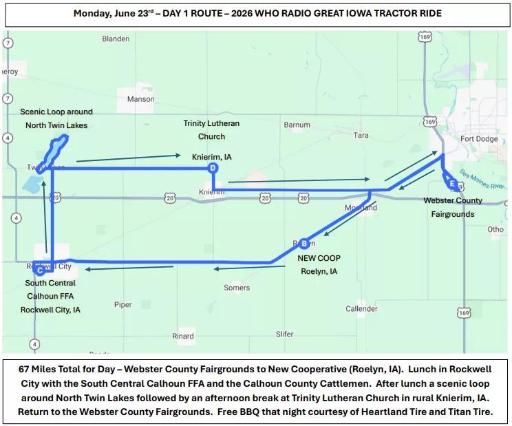 Tractor Ride 2026 Day 1 Route! - NewsBreak