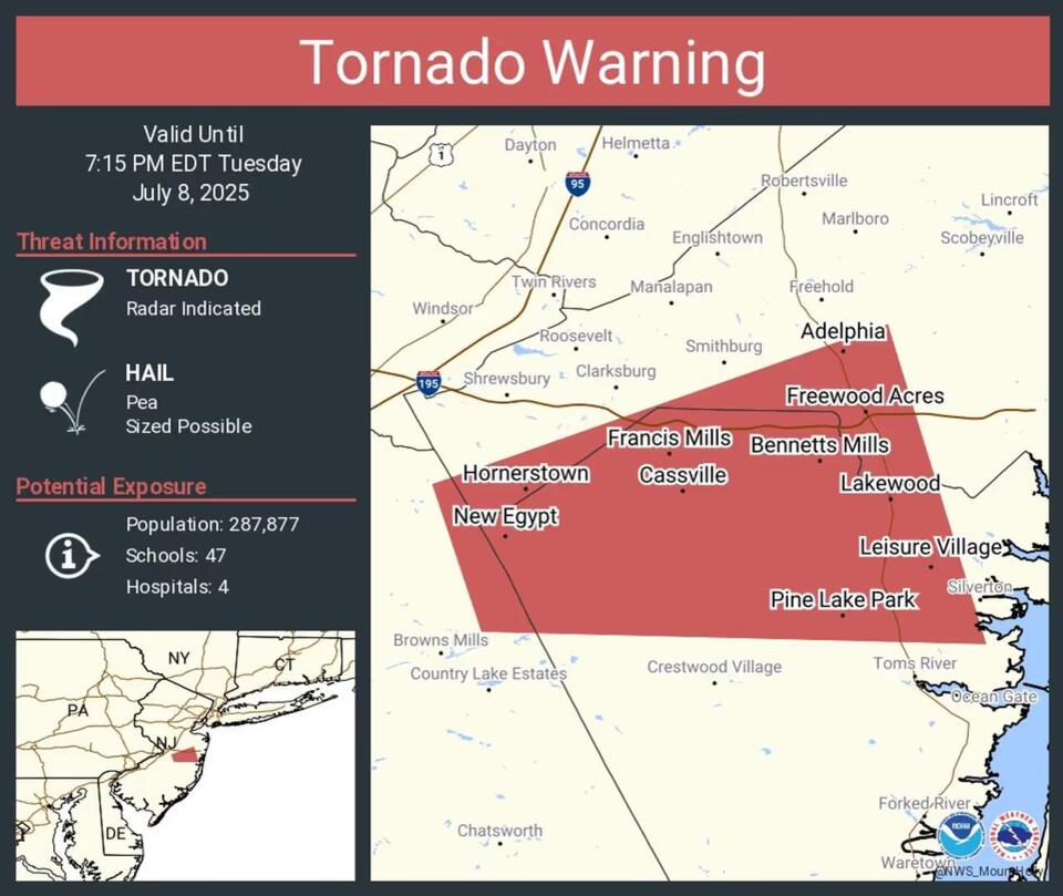 Tornado Watch Issued In Ocean County; Severe Thunderstorm Watch Issued ...