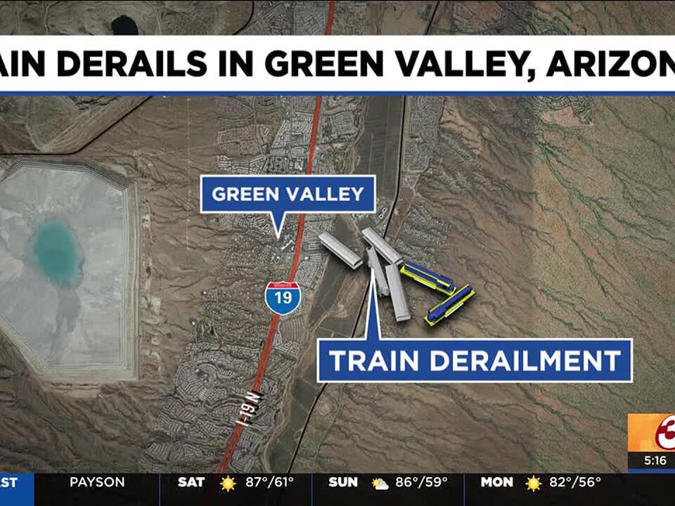 Dozens of rail cars derailed south of Tucson, sulfuric acid leaked