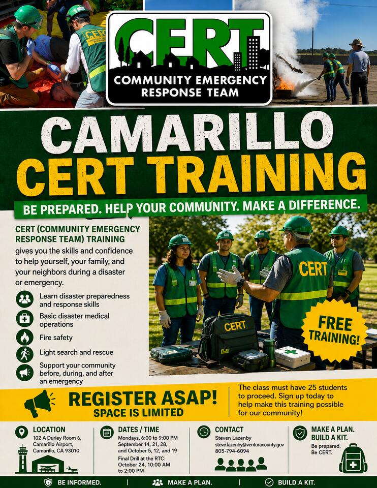 Free CERT training classes at Camarillo Airport - NewsBreak
