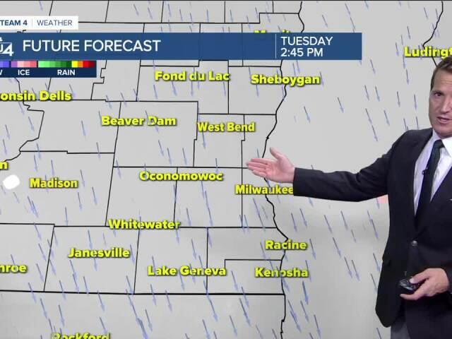 Mostly cloudy Tuesday, with a slight chance of rain and snow showers