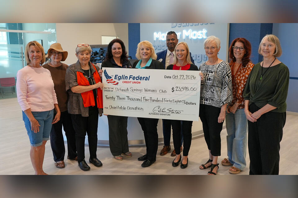 Eglin Federal Credit Union donates $23,548 to preserve historic DeFuniak Springs Woman’s Club