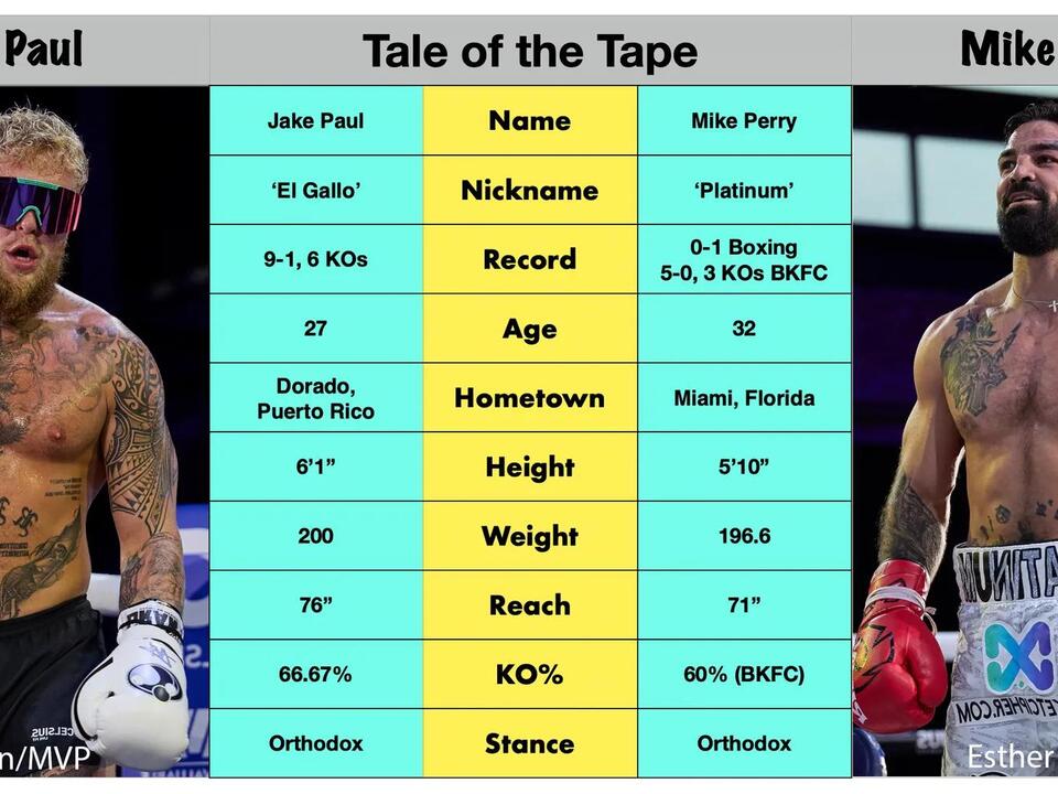 Jake Paul vs. Mike Perry: Tale of the Tape