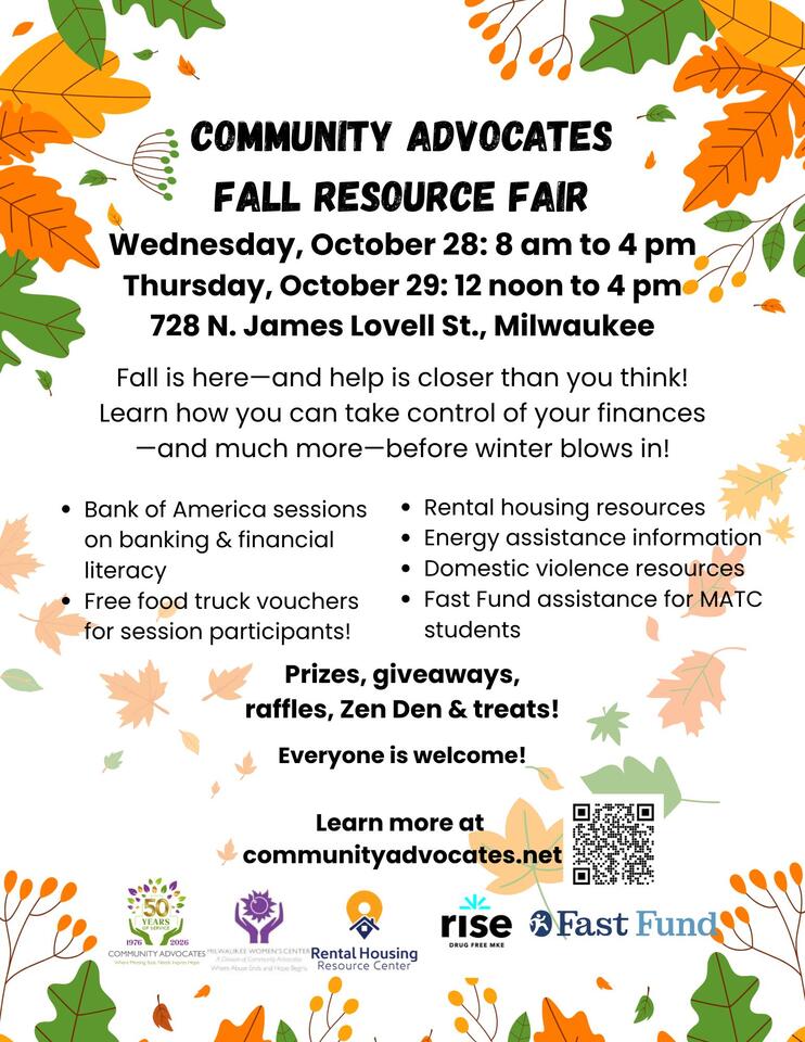 Post From Community: Community Advocates’ Fall Resource Fair October 28 ...