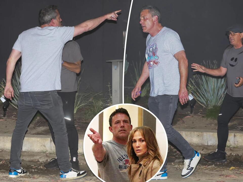 Ben Affleck confronts paparazzi as he leaves his and Jennifer Lopez’s
