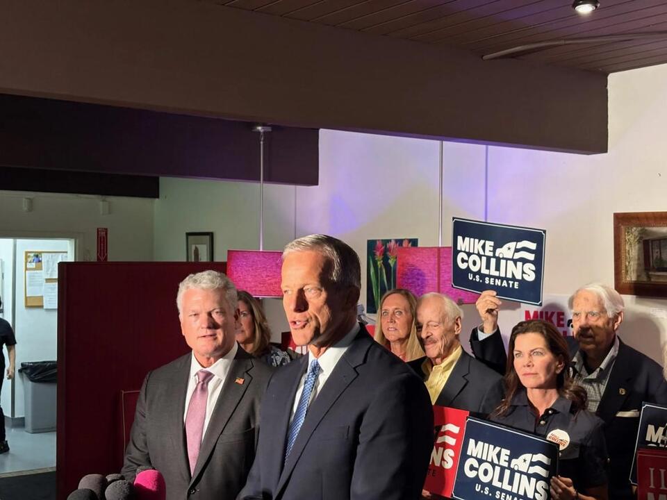 Senate Majority Leader Thune defends Mike Collins against extremist ...