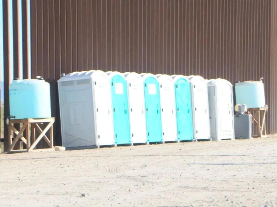Portable toilets placed near agriculture fields in Yuma