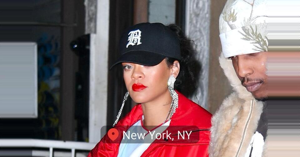 Rihanna Brings Sporty Glam to Date Night in Red Puffer, Jersey & Amina Muaddi Crystal Sandals – NewsBreak